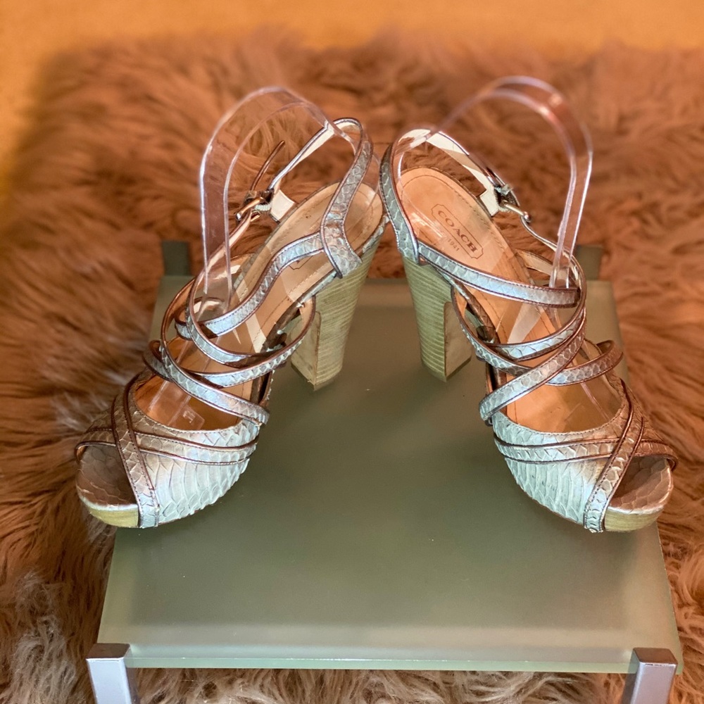 Coach Python Metallic Gray Sandal - image 3